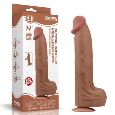 DILDO 14'' KING SIZED SLIDING SKIN DUAL LAYER DONG