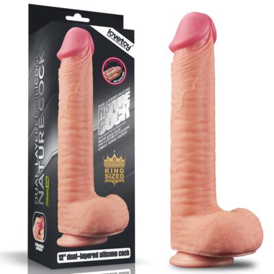 DILDO 12" DUAL LAYERED PLATINUM SILICONE COCK