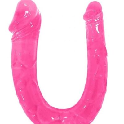 PODWÓJNE DILDO REALISTIC HEADS JELLY PINK 28 CM MOKKO TOYS