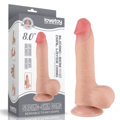 DILDO 8'' SLIDING SKIN DUAL LAYER DONG FLESH