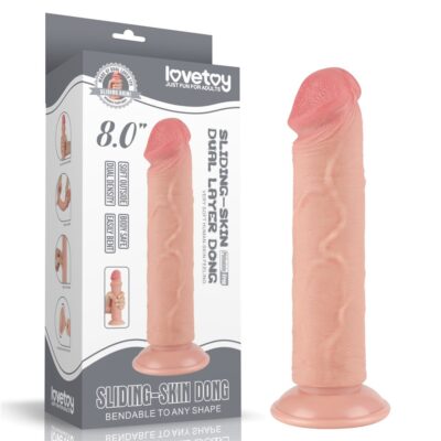 DILDO 8'' SLIDING SKIN DUAL LAYER DONG FLESH
