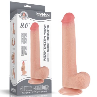 DILDO 9'' SLIDING SKIN DUAL LAYER DONG FLESH